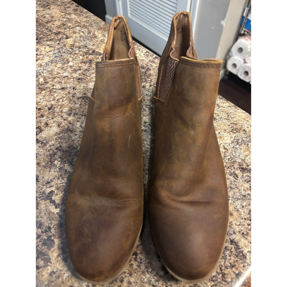 b.o.c. Born Concept Womens Brown Leather Ankle Boots Block Heel Size 8.5 M